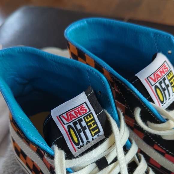 Vans Black,Pink, Orange Checkered High-Top Sneakers T&C Surf Design Hawaii !!! - Picture 15 of 16